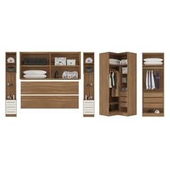 Guarda Roupa Dormitório Modulado Irlanda Casal/Queen Canto - Amêndola Touch e Branco - Roupeiro Demobile CE - comprar online