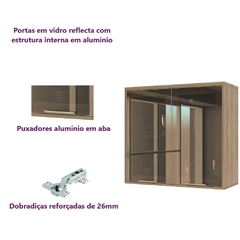 Armário Cozinha Aéreo de Parede 2 Portas Alumínio Inox c/ Vidro Reflecta - 80 - Módulo Cozinha Mel - Luciane - SeuMóvel.com | Onde seu lar é o que importa