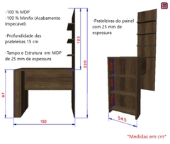 Bancada Mesa Gourmet Cozinha Jade Nogueira Dourado 1,50m c/ Painel - Linha SUPREMA Luciane - loja online