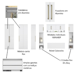 Guarda Roupa Dormitório Modulado Modena Casal/Queen Canto - Roupeiro Demobile Modena 2