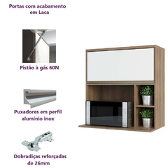 Armário Cozinha Aéreo de Parede Nicho Micro-ondas 1 Porta Basculante 80 - Módulo Cozinha Mel - Luciane - comprar online