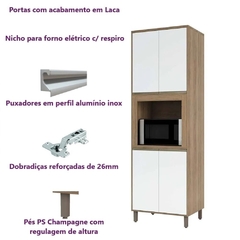 Paneleiro Torre Quente Cozinha 4 Portas 1 Nicho 70 - Módulo Cozinha Mel - Luciane 1316 - comprar online