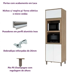 Paneleiro Torre Quente Cozinha 3 Portas 2 Nichos 70 - Módulo Cozinha Mel - Luciane 1317 - comprar online