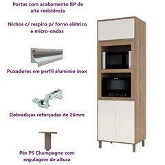 Paneleiro Torre Quente Cozinha 3 Portas 2 Nichos 70 - Módulo Cozinha Mel - Luciane 1317 - SeuMóvel.com | Onde seu lar é o que importa