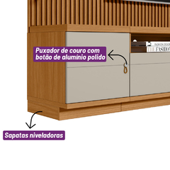 Conjunto Rack e Painel Ripado - TV 75 Polegadas - 2 Portas 2 Gavetas - Modulado Ouro Preto - SeuMóvel.com | Onde seu lar é o que importa