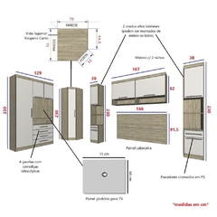 Guarda Roupa Dormitório Modulado Master Casal Queen 1,58 m Canto c/ Painel Giratório p/ TV - Luciane M14 - SeuMóvel.com | Onde seu lar é o que importa