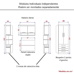 Guarda Roupa Dormitório Modulado Alpes Solteiro - Roupeiro Luciane M02 na internet