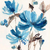 Flores Azuis em Aquarela - Impressão Fine-art em papel algodão. Medida da estampa: 30x30 cm