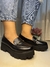 Sapato mocassim tratorado chunky em couro legítimo - preto - comprar online