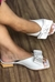 Sandália flat laço em couro legítimo - off white