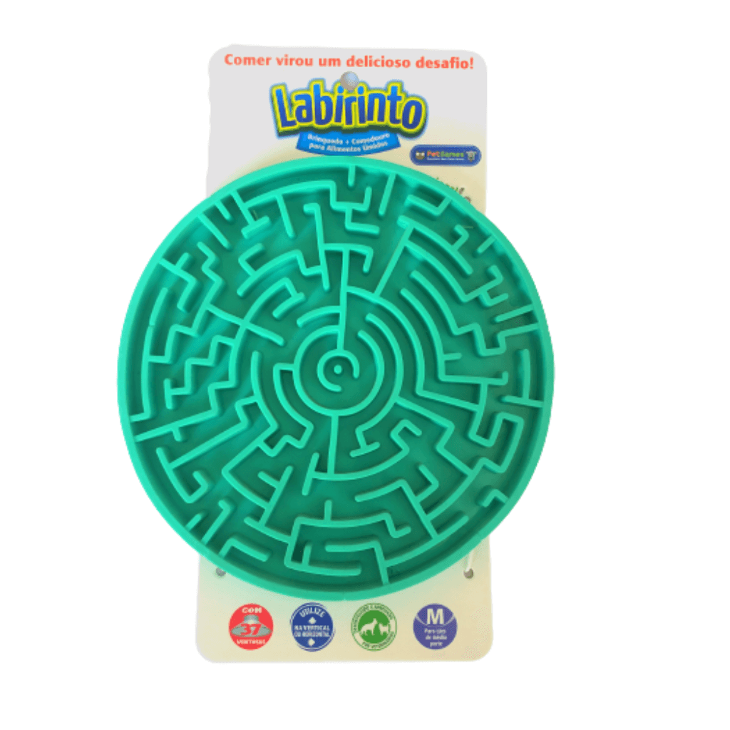 Comedouro e Brinquedo Interativo Pet Games Labirinto Verde Água