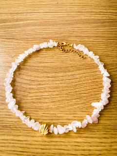 Choker Quartzo Rosa com Concha