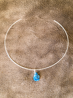 Choker de Pedra Bruta Apatita Azul