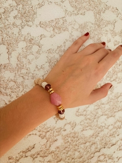 Pulseira Jade Rosa e Howlita - comprar online