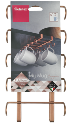 Colgador de tazas para debajo de repisas o stands de cocina My-Mug línea Polytherm Copper - tienda en línea