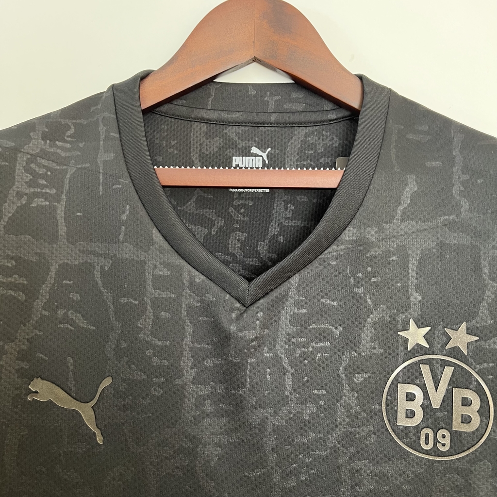 Camisa Borussia Dortmund All Black 23/24 Torcedor Puma Masculina - Preto