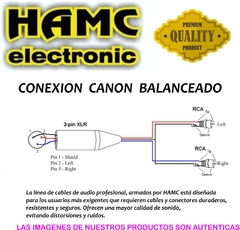 Cable Canon Xlr Macho Balanceado A 2 Rca macho Profesional bajo ruido - HAMC
