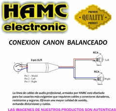 CABLE ADAPTADOR CANON XLR MACHO BALANCEADO A DOS RCA LOW NOISE GOLD PREMIUM - HAMC