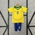 Kit Infantil Brasil Home 2004 Retrô - Amarelo, kit infantil retrô, camisa infantil retrô, camisa infantil amarela, kit infantil Brasil 2004, kit infantil amarelo, camisa retrô Brasil, kit infantil Brasil, camisa retrô infantil, kit infantil oficial, kit i