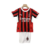 Kit infantil, AC Milan, Home 24/25, Preto e Vermelho, uniforme, futebol, crianças, camisa, shorts, meiões, torcedor, time, esporte, confortável, qualidade.