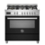 Fogão Bertazzoni Á Gás Professional 6 Bocas 90cm Forno Elétrico Com Churrasqueira Preto PRO96L1ENET