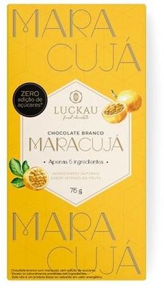 Barra de Chocolate Branco Maracujá - Sem adição de açúcar - Luckau - 75g