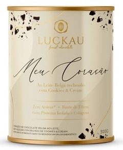 Lata Meu Coração Chocolate Ao Leite recheado com Super Cream e Cookies - Zero Açúcar - 300g - Luckau