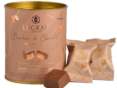 Lata Bombom de Chocolate Belga 54% Cacau Zero Açúcar - Amendoim - 10 bombons - 200g - Luckau