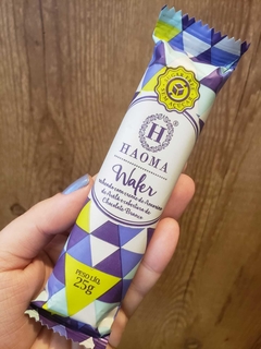 BARRINHA WAFER HAOMA - WAFER RECHEADO COM CREME DE AMORINO DE AVELÃ COM COBERTURA DE CHOCOLATE BRANCO - 25g