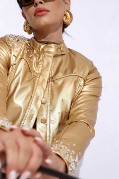 Jaqueta Couro Metalizada Dourada - comprar online