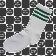 Media - Old school - blancas rayas verdes - comprar online