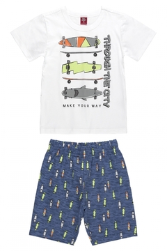 Conjunto Infantil Masculino Com Camiseta E Bermuda (Branco) Bee Loop-1208.14615.04.000101