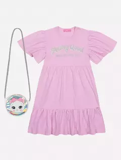 Vestido Infantil Menina Feeling Good Com Bolsa Gatinha Lilás Mundo Cinti - comprar online