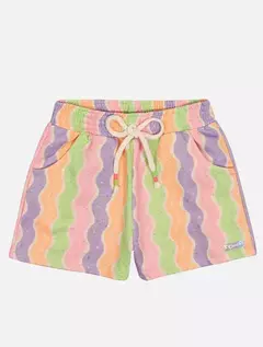 Conjunto Infantil Menina Blusa E Short Arco-Íris Laranja Neon Mundo Cinti - loja online