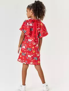 Vestido Infantil Menina Natal Vermelho Mundo Cinti - Bambinos For Kids