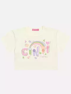 Conjunto Infantil Menina Blusa E Short Arco-Íris Laranja Neon Mundo Cinti - Bambinos For Kids