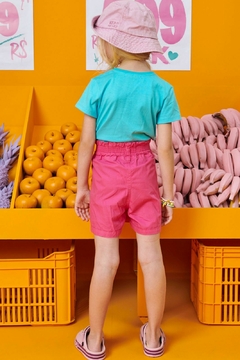 Shorts em Sarja Empapelada 65608 Kukiê - Cor ROSA ESCURO na internet