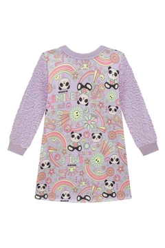 Vestido em Moletom com Pelúcia e Pelo Carneirinho Lilás Panda 72495 Kukiê - Bambinos For Kids