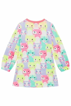 Vestido em Molecotton e Pochete em Pelo Gatinho 72203 Kukiê - Bambinos For Kids