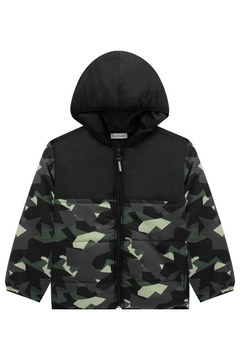 Jaqueta Menino Puffer Em Nylon Com Capuz Camuflada Luc.boo 62821 - comprar online