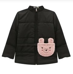 Jaqueta Infantil Inverno Puffer Black Com Pochete PRETA Kukie 62816