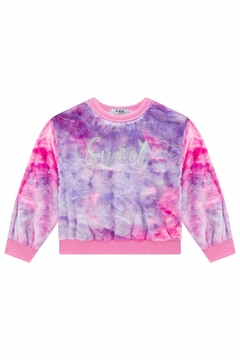 Blusão Infantil Feminino Kukiê em Pelo Liso na cor Tie Dye Rosa e Lilas 63519