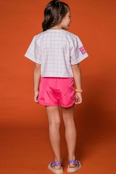 Conjunto de Boxy Over em Malha Power e Shorts em Nylon 67350 Kukiê - Bambinos For Kids