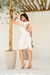 Vestido Anne midi, modelo tubinho, cor branco off white. Vestido Casamento Civil.