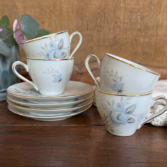 SET DE 4 POCILLOS DE CAFÉ CON PLATO DE PORCELANA TSUJI