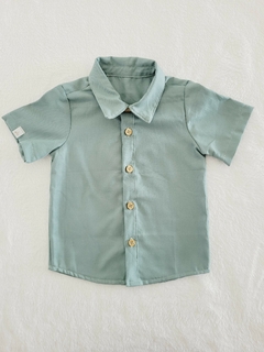 Camisa de botão em linho, verde esmeralda