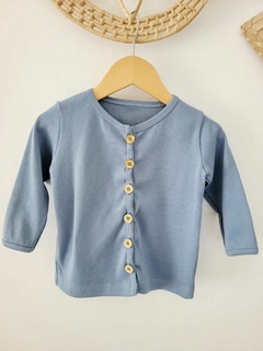 Cardigan Canelado, Azul Denim