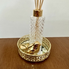 Kit aromatizador de ambiente dourado com difusor e bandeja metal e pássaro - comprar online