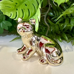 Kit decorativo dourado c/ três gatos de porcelana - loja online