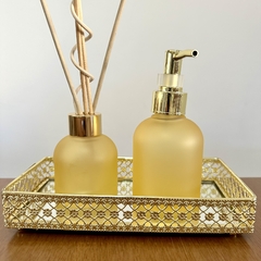 Kit banheiro ou lavabo completo dourado com saboneteira e difusor - comprar online